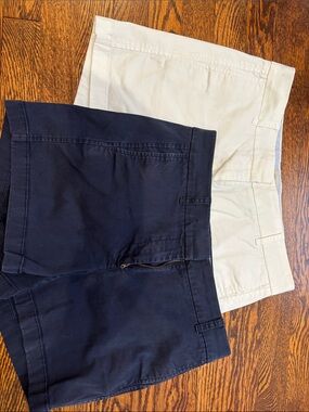 J. Crew Women's Navy and Cream Casual Shorts Duo